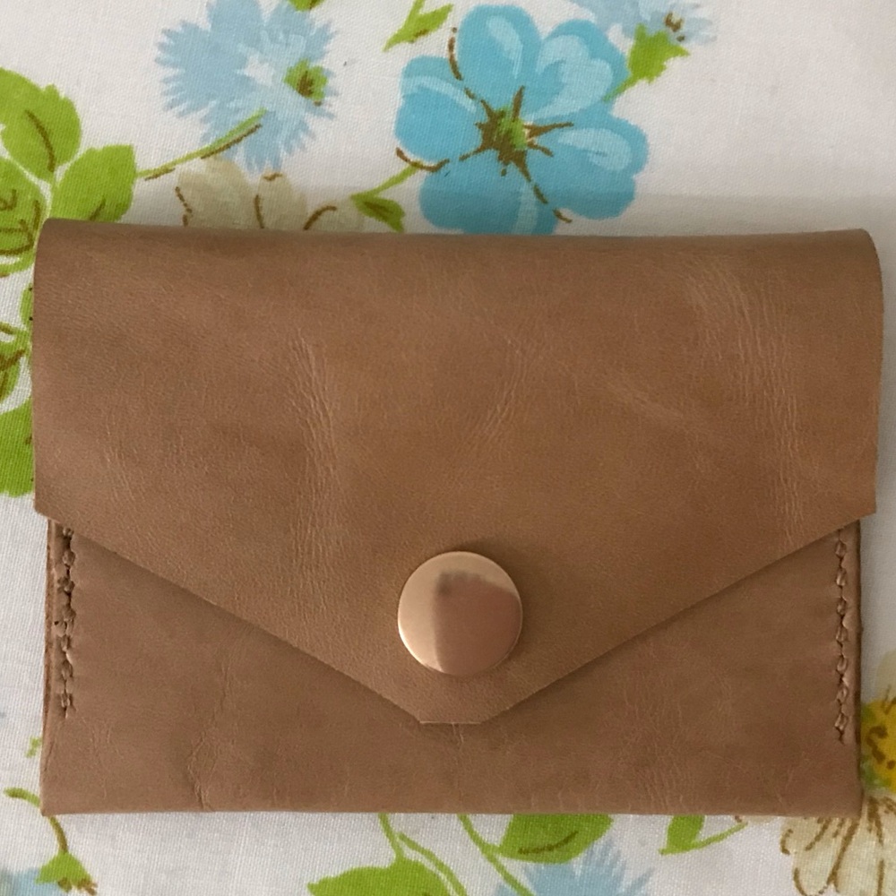 Handmade Tan Leather Wallet Card Holder